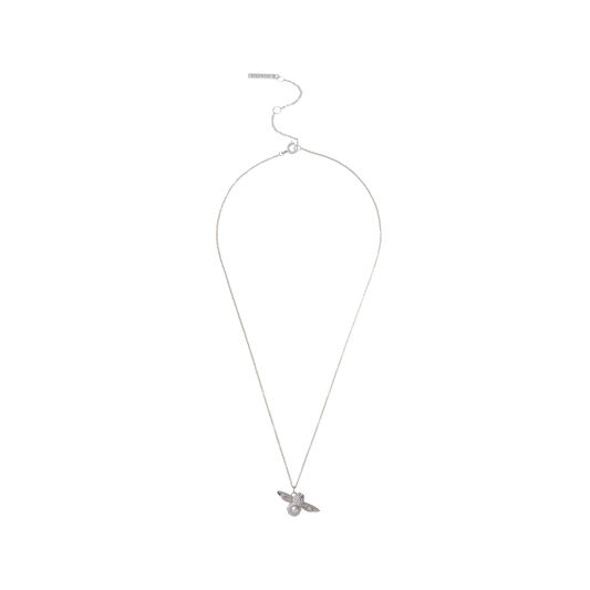 Pearl Bee Pendant Necklace Silver