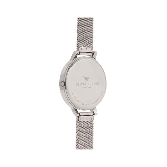 Marble Floral Rose Gold & Silver Mesh Watch