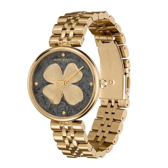 36mm Dogwood T-Bar Black & Gold Bracelet Watch