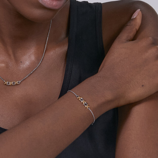 XO Entwine Silver & Rose Gold Plated Bracelet