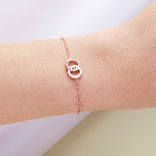 Bejewelled Classics Rainbow Interlink Chain Bracelet Rose Gold