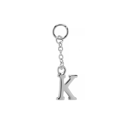 K Alphabet Huggie Charm Silver