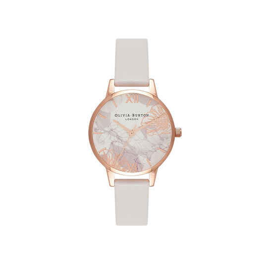 Abstract Florals Blush & Rose Gold Watch 