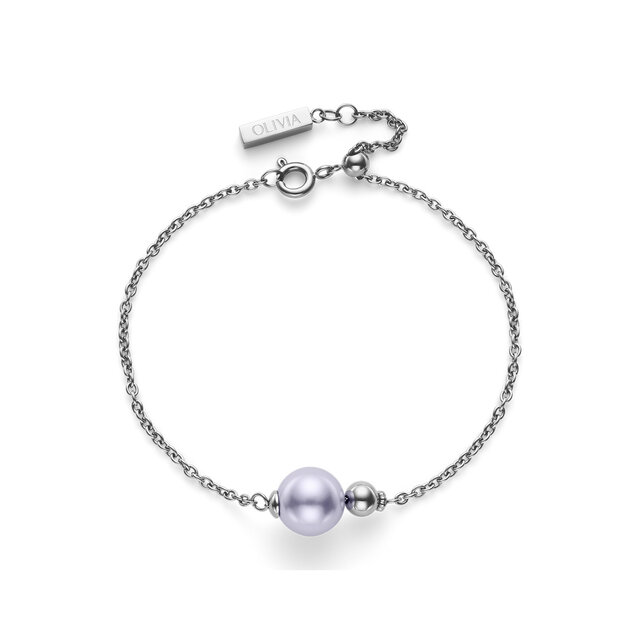 Modern Lavender Pearl Silver Tone Bracelet