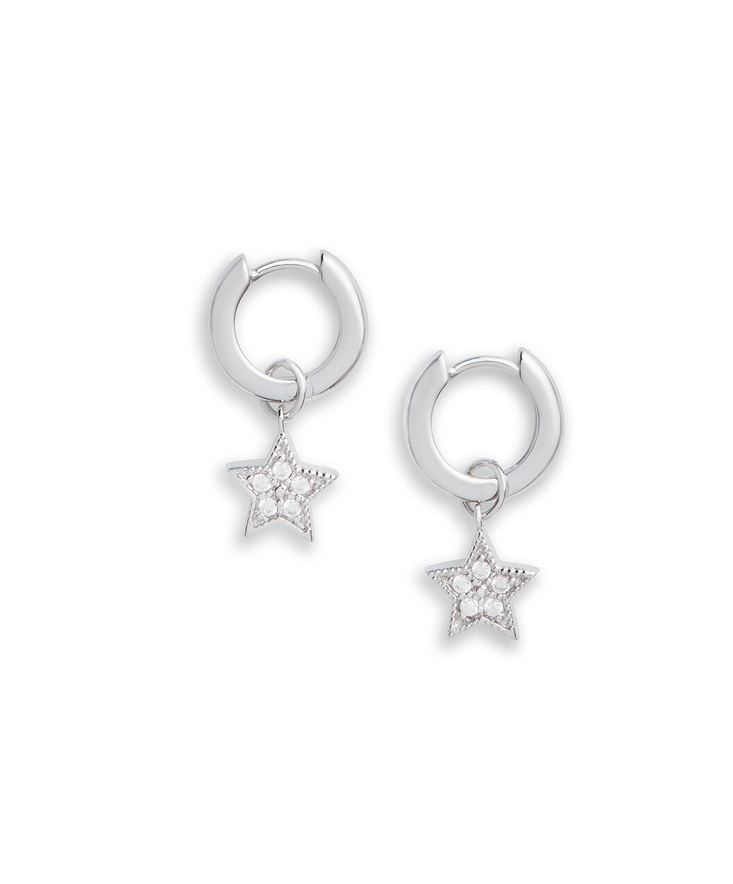 Celestial Star Charm Huggies Silver