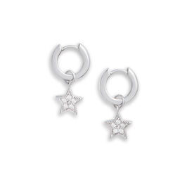 Celestial Star Charm Huggies Silver
