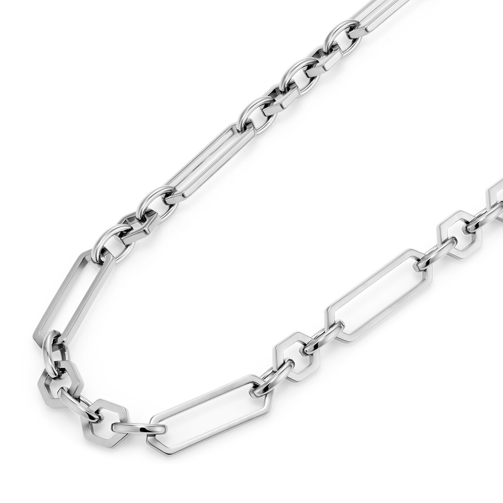 Hex Link Silver Tone Necklace