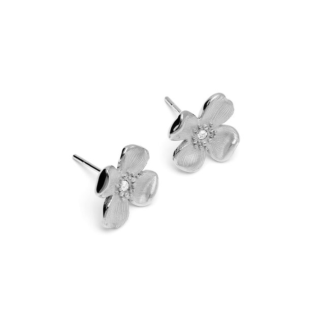 Dogwood Flower Silver Stud Earrings