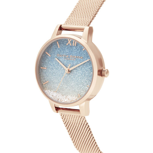 Wishing Glitter Dial & Rose Gold Mesh