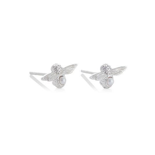 Celebration Bee Studs Silver & Pearl