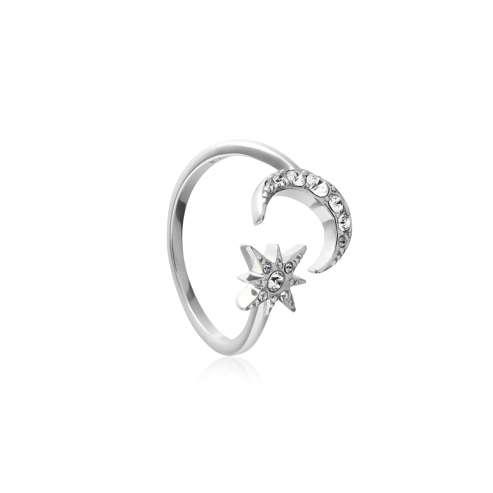 Silver Moon & Star Ring