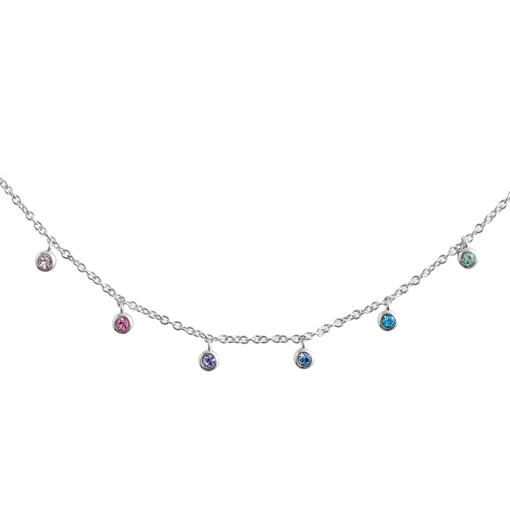 Silver Rainbow Choker Necklace