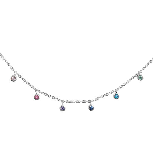 Rainbow Crystal Silver Choker Necklace