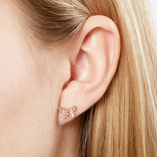 3D Butterfly Stud Earrings Rose Gold