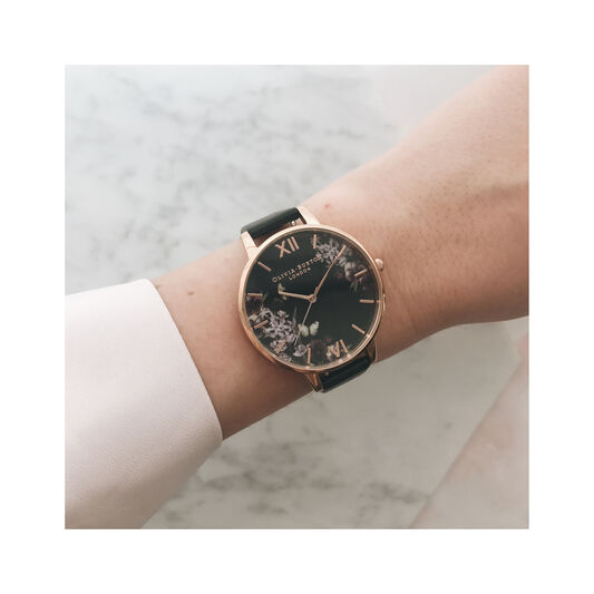 Blooms & Butterflies Black And Rose Gold