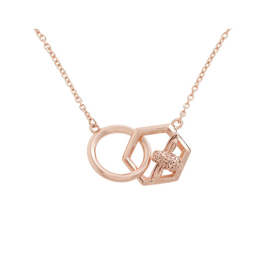 Honeycomb Bee Necklace Rose Gold
