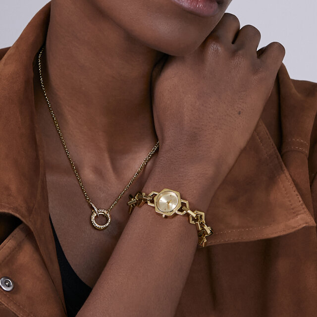 20mm Hex Link Mini Gold Bracelet Watch