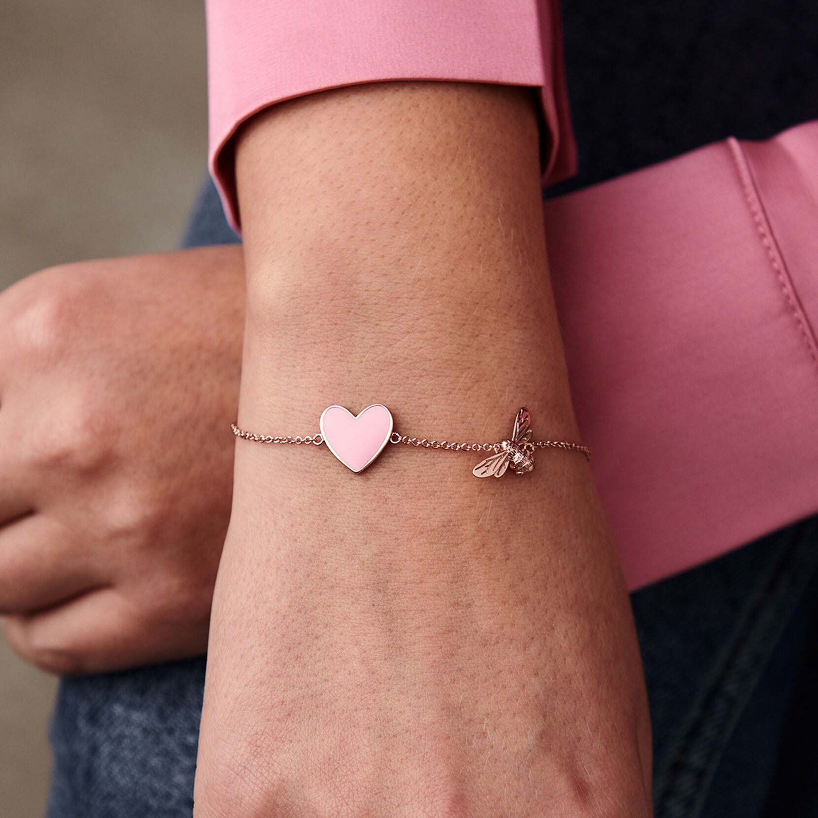 Rose Gold Heart & Bee Bracelet