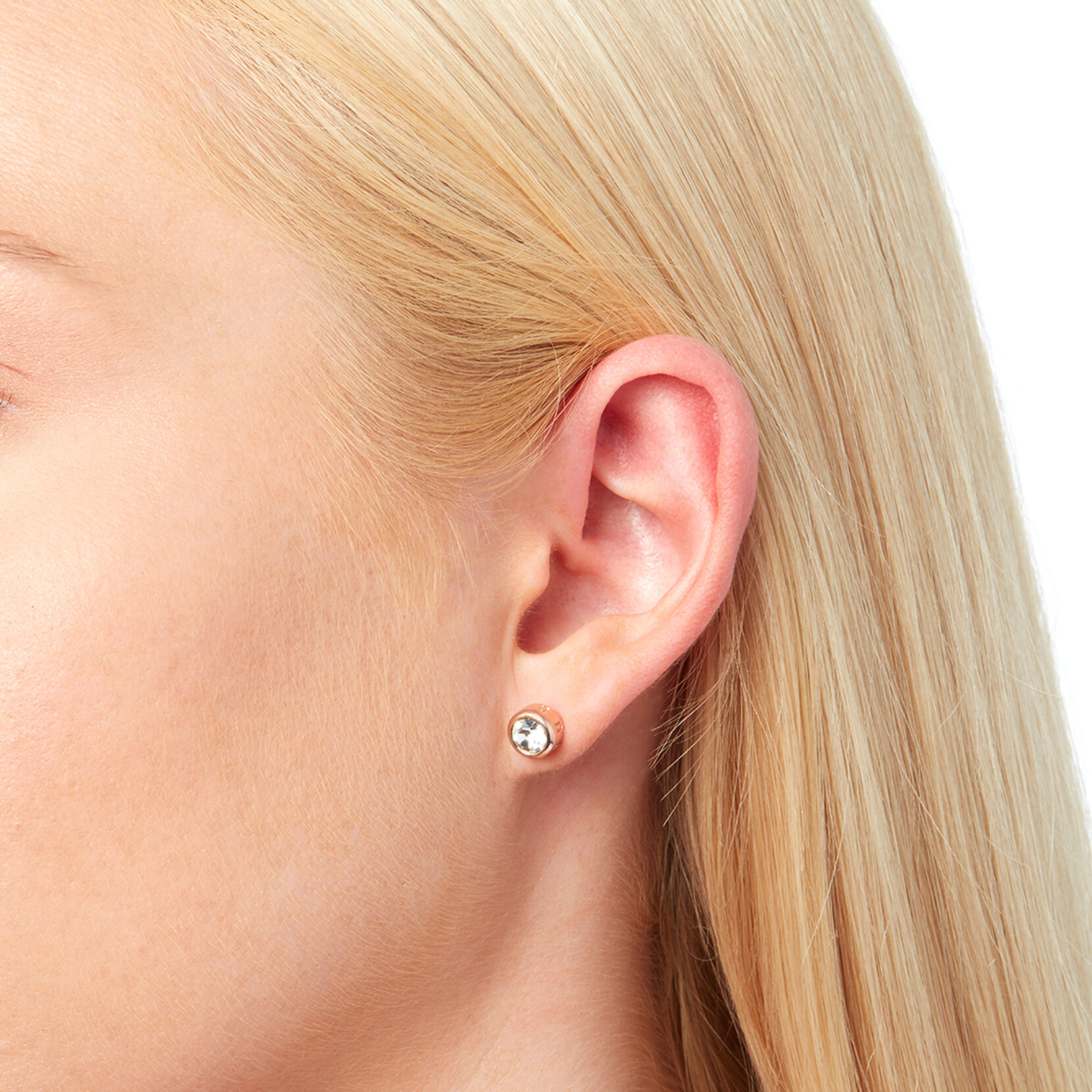 Rose gold round stud earrings clearance