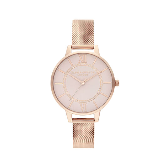 Wonderland Blush Dial Pale Rose Gold mesh