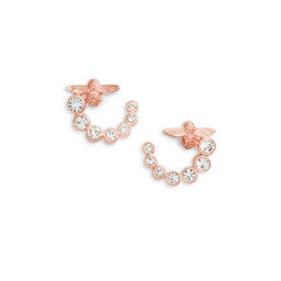 Bejewelled Bee Swirl Hoop Earrings Rose Gold 