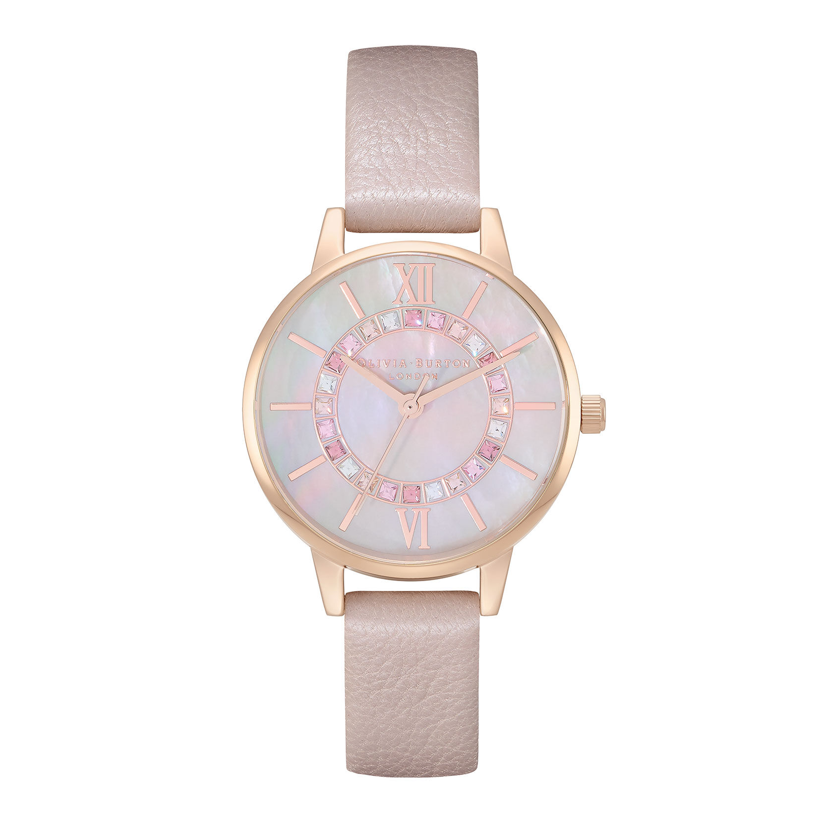 Wonderland 30mm Rose Gold & Pink Leather Strap Watch | Olivia 