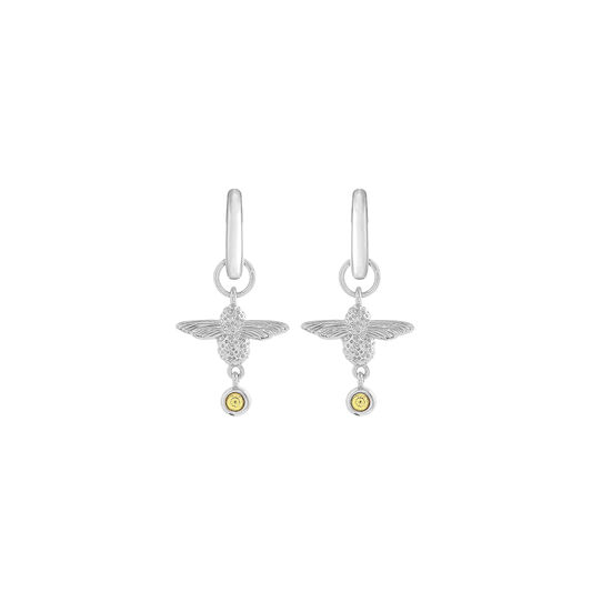 Mum to Bee Huggie Hoop Yellow & Silver