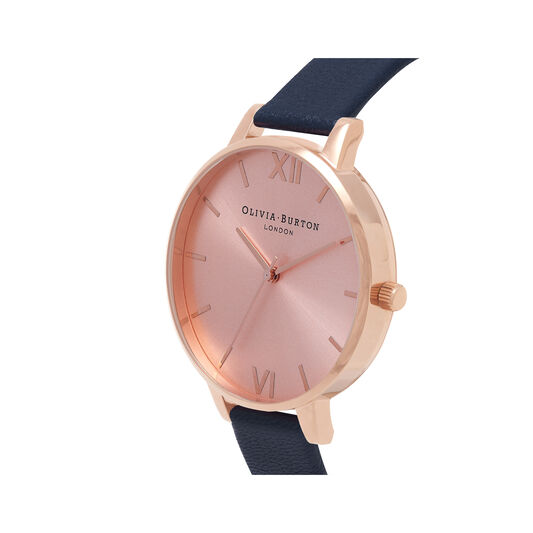 Big Dial Navy And Rose Gold Watch