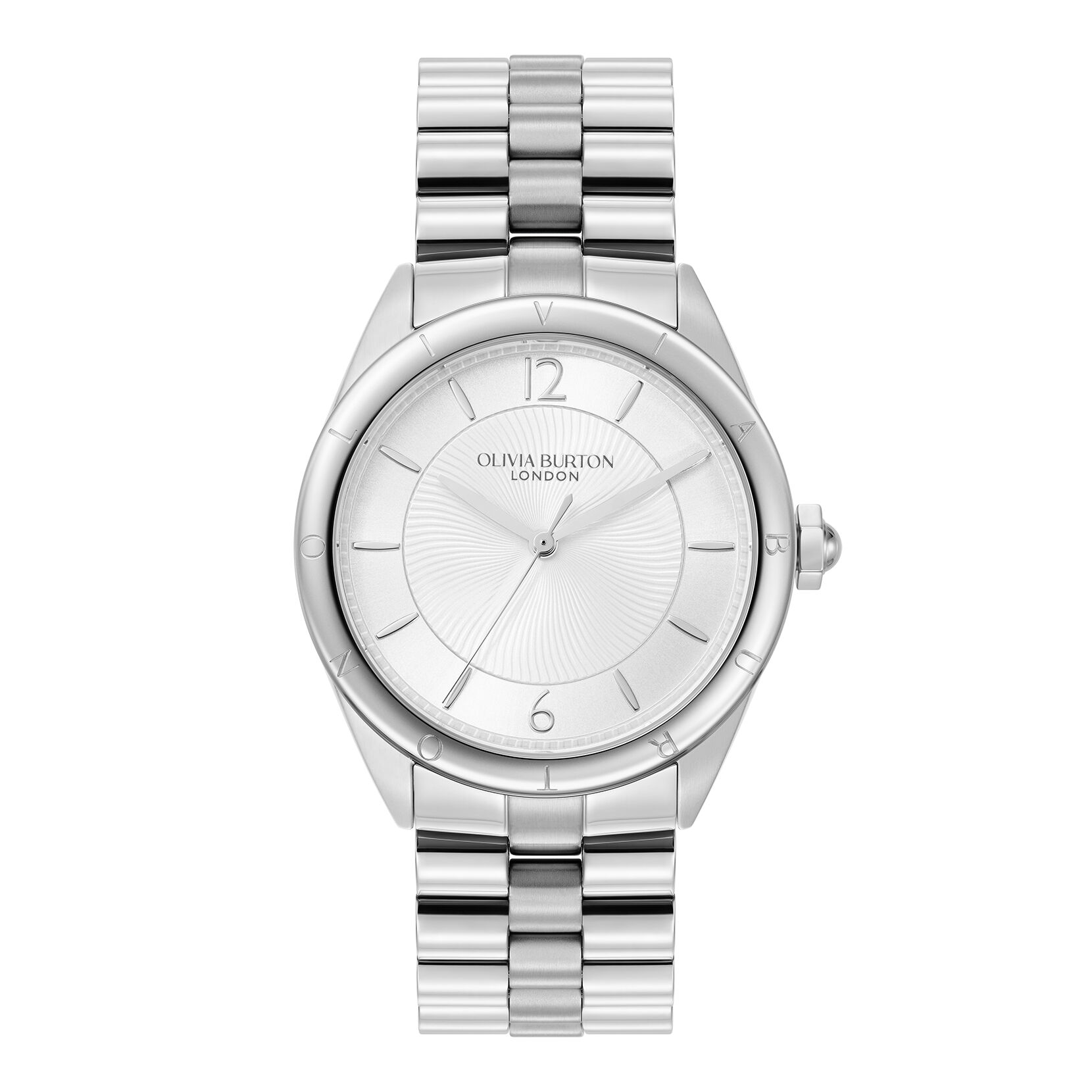Sports Luxe 36mm Swirled Silver Bracelet Watch | Olivia Burton London