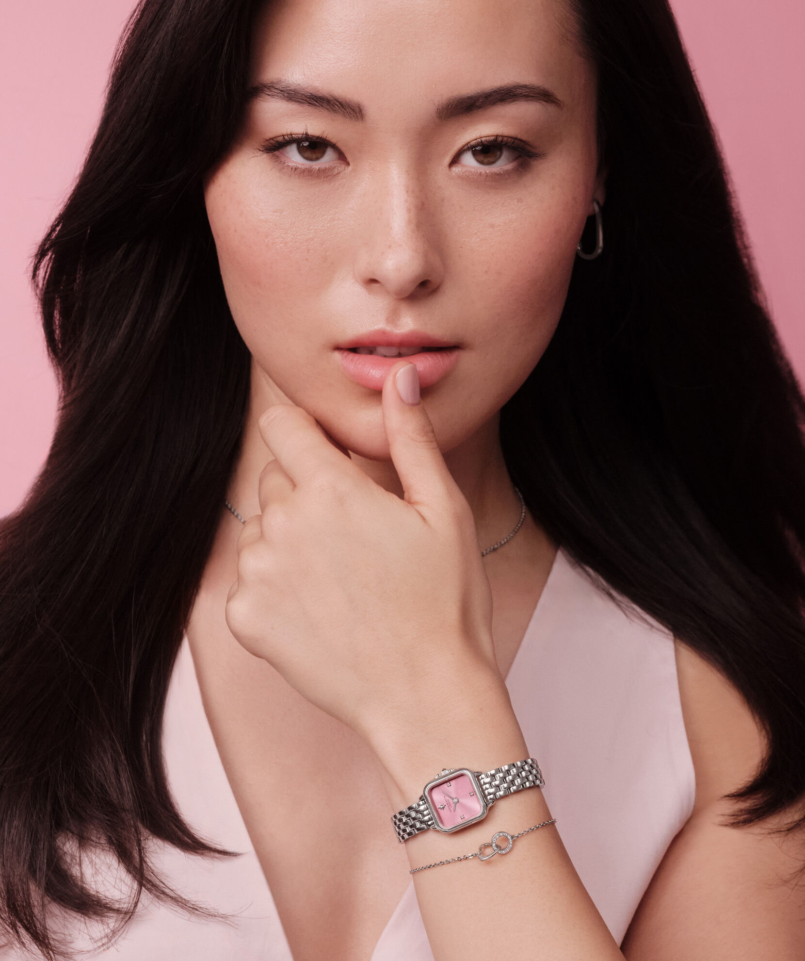 Classic 20mm Mini Grosvenor Pink Frost & Silver Bracelet Watch