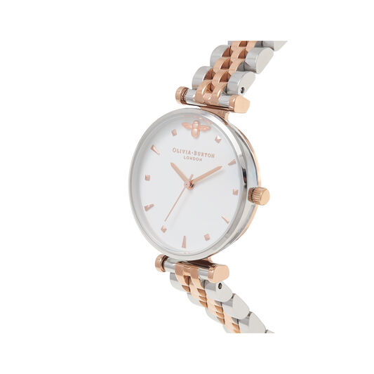 T-Bar Bracelet Silver & Rose Gold Watch