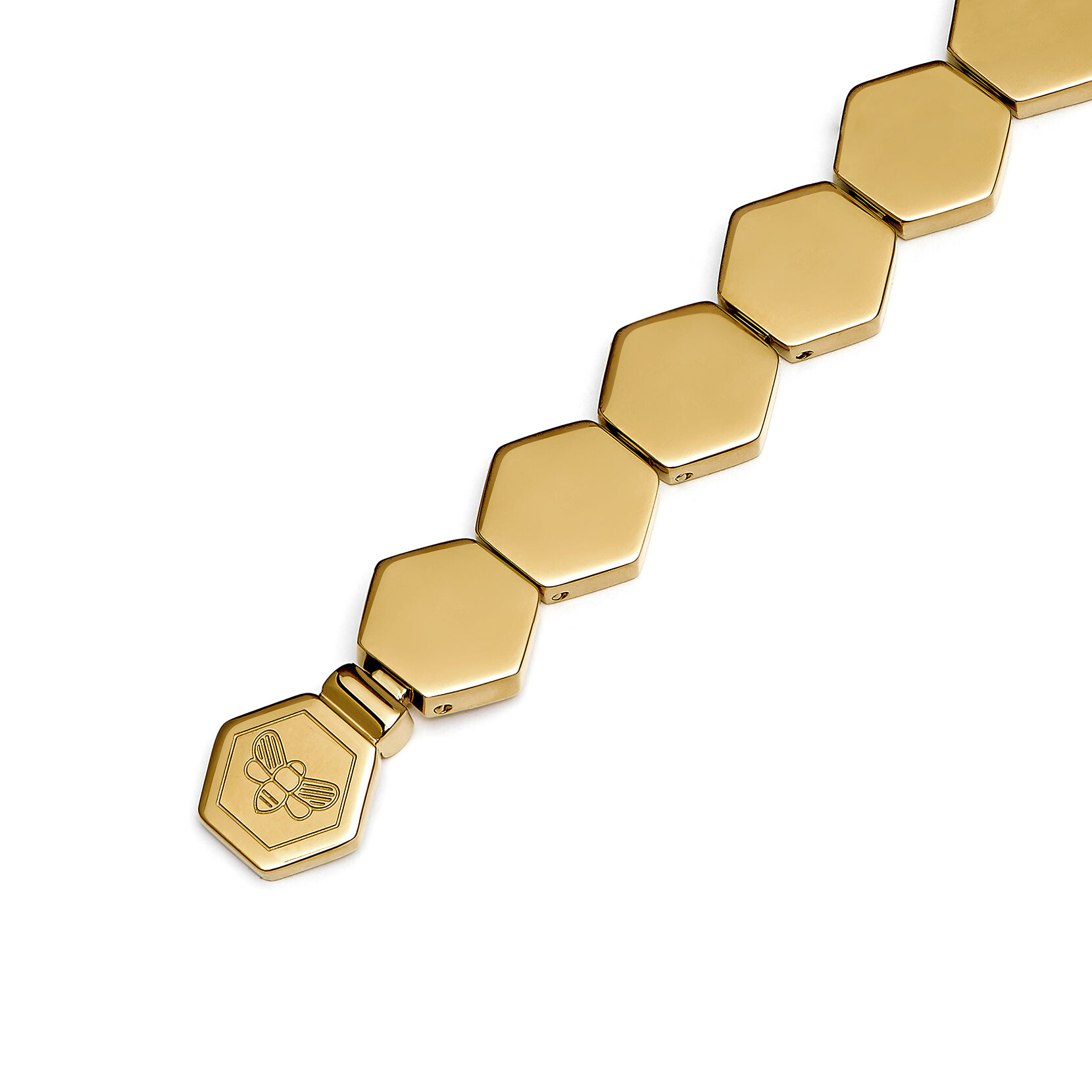 Honeycomb Gold Plated Slim Cuff Bracelet
