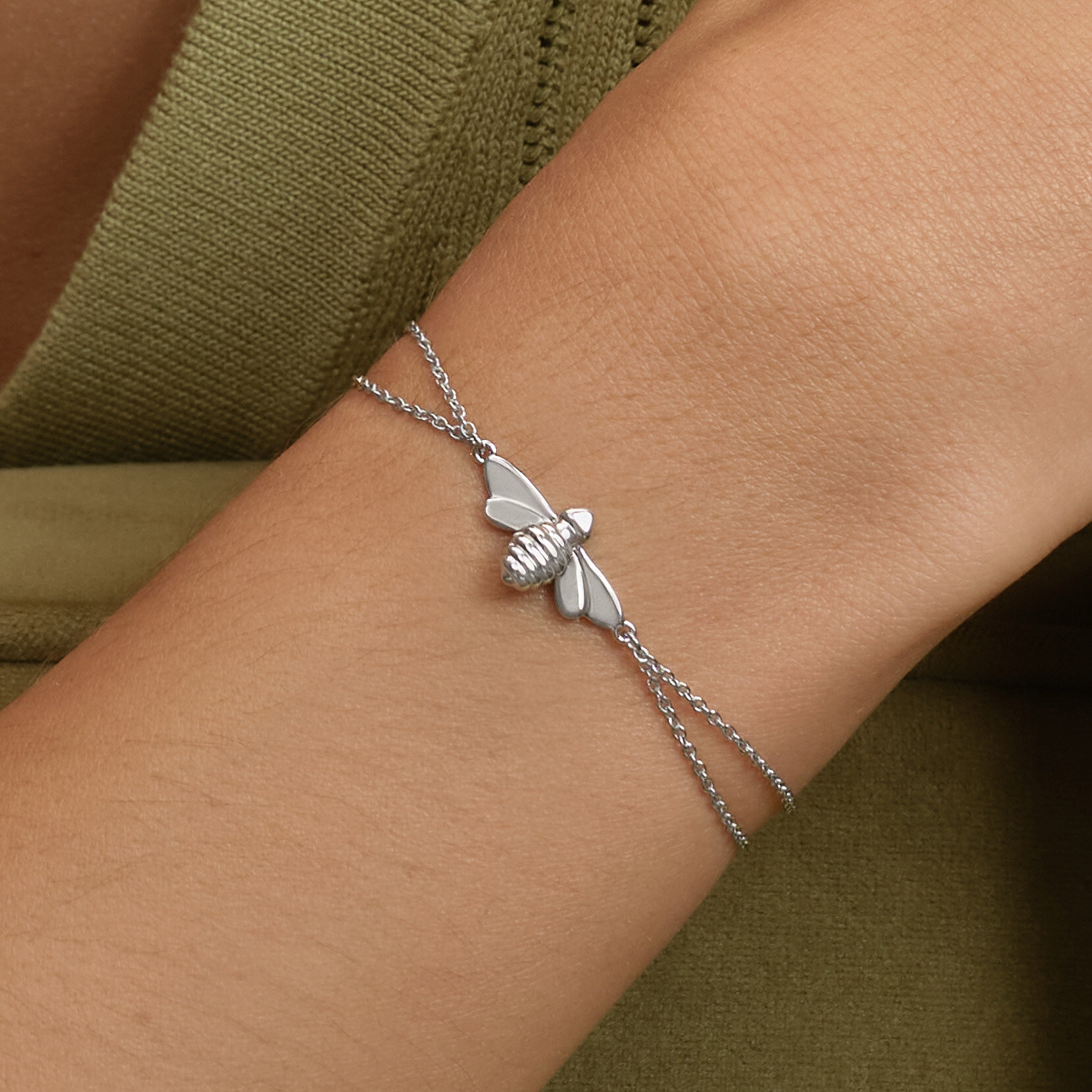 Honey Bee Silver Tone Bracelet