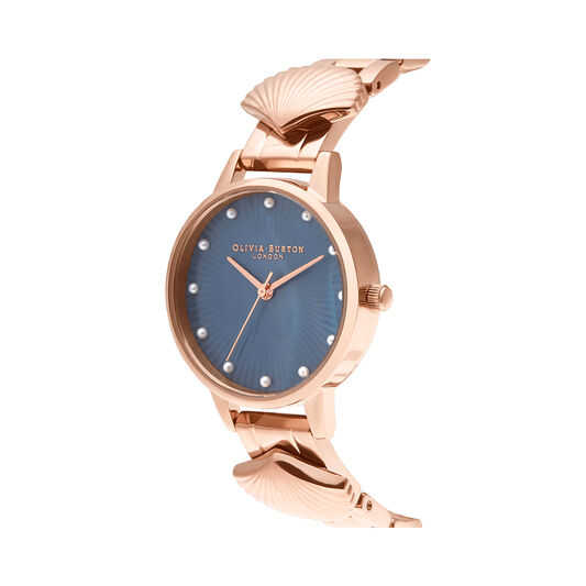 Mermaid Watch Rose Gold & Navy Mother of Pearl