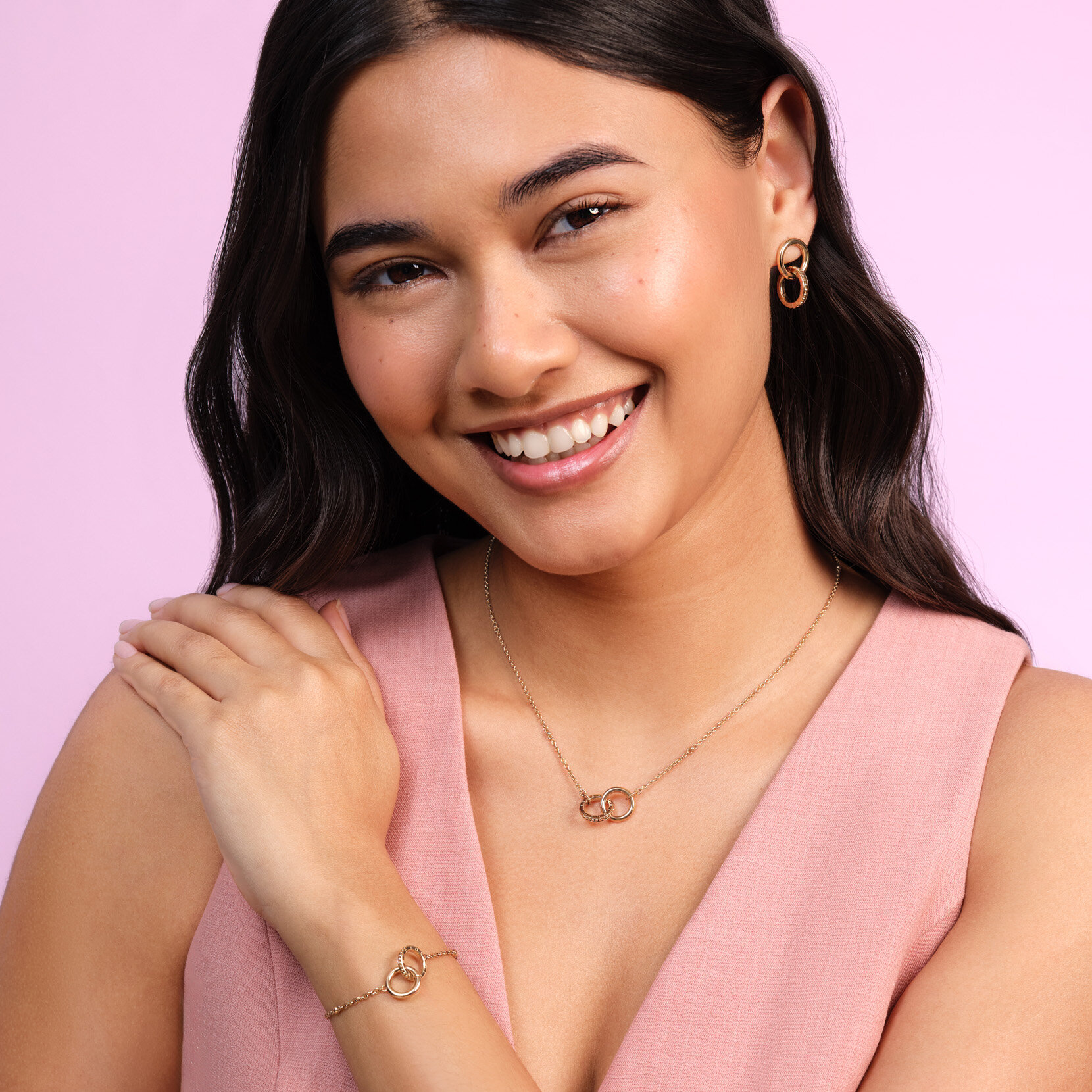 Amity Interlock Rose Gold Plated Necklace