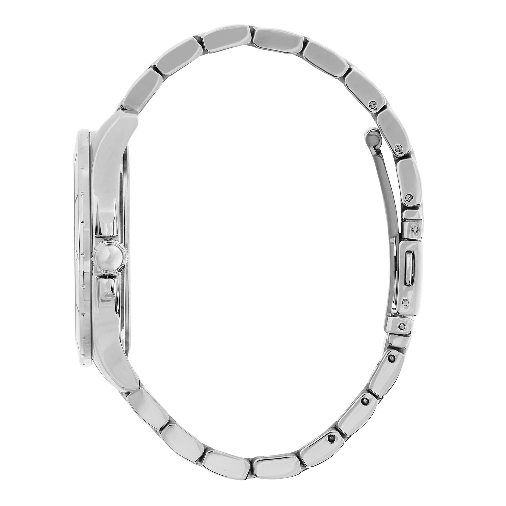 36mm Guilloche Metallic White & Silver Bracelet Watch