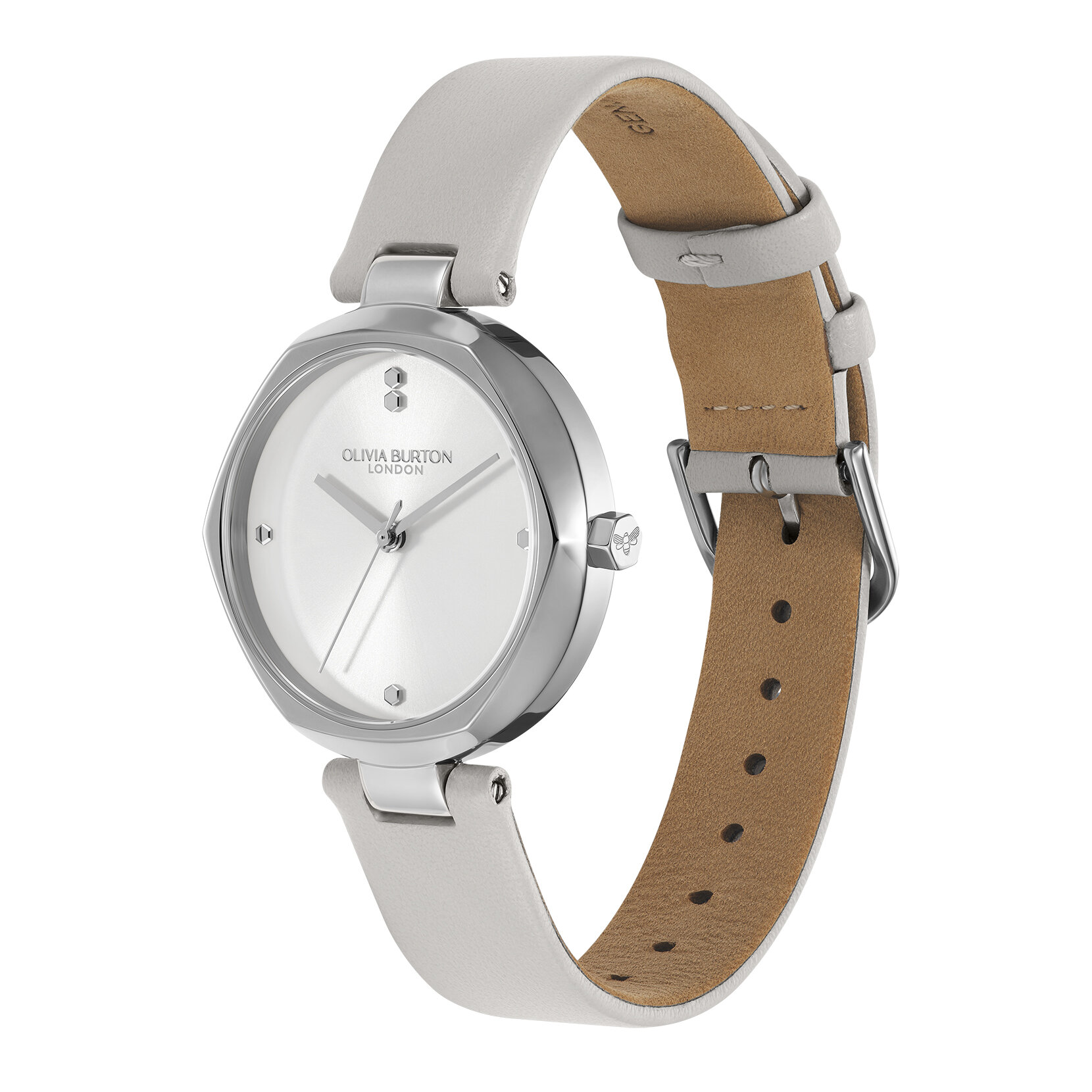 32mm Dimension T-Bar Silver & Earl Grey Leather Strap Watch