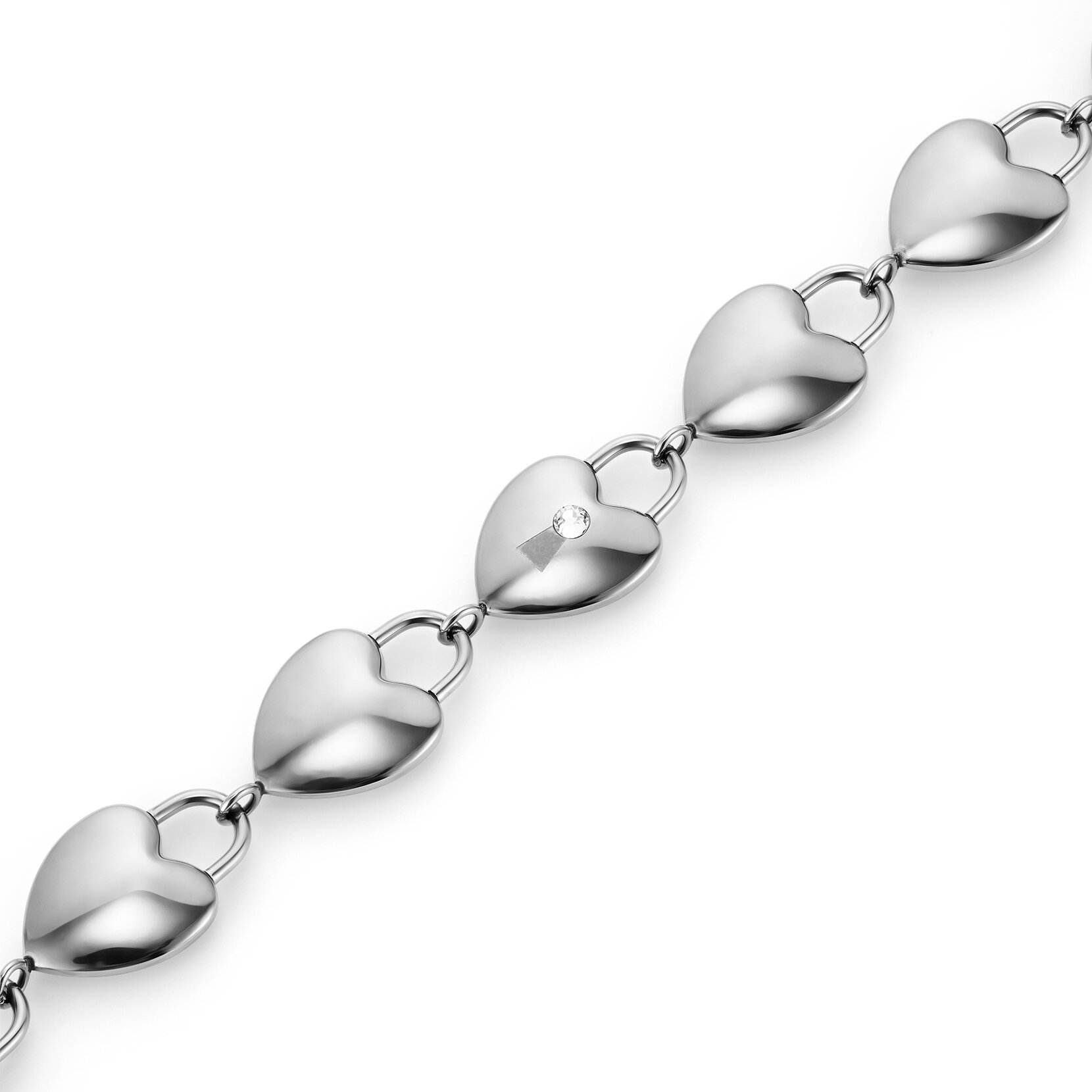 Locked Heart Silver Tone Bracelet