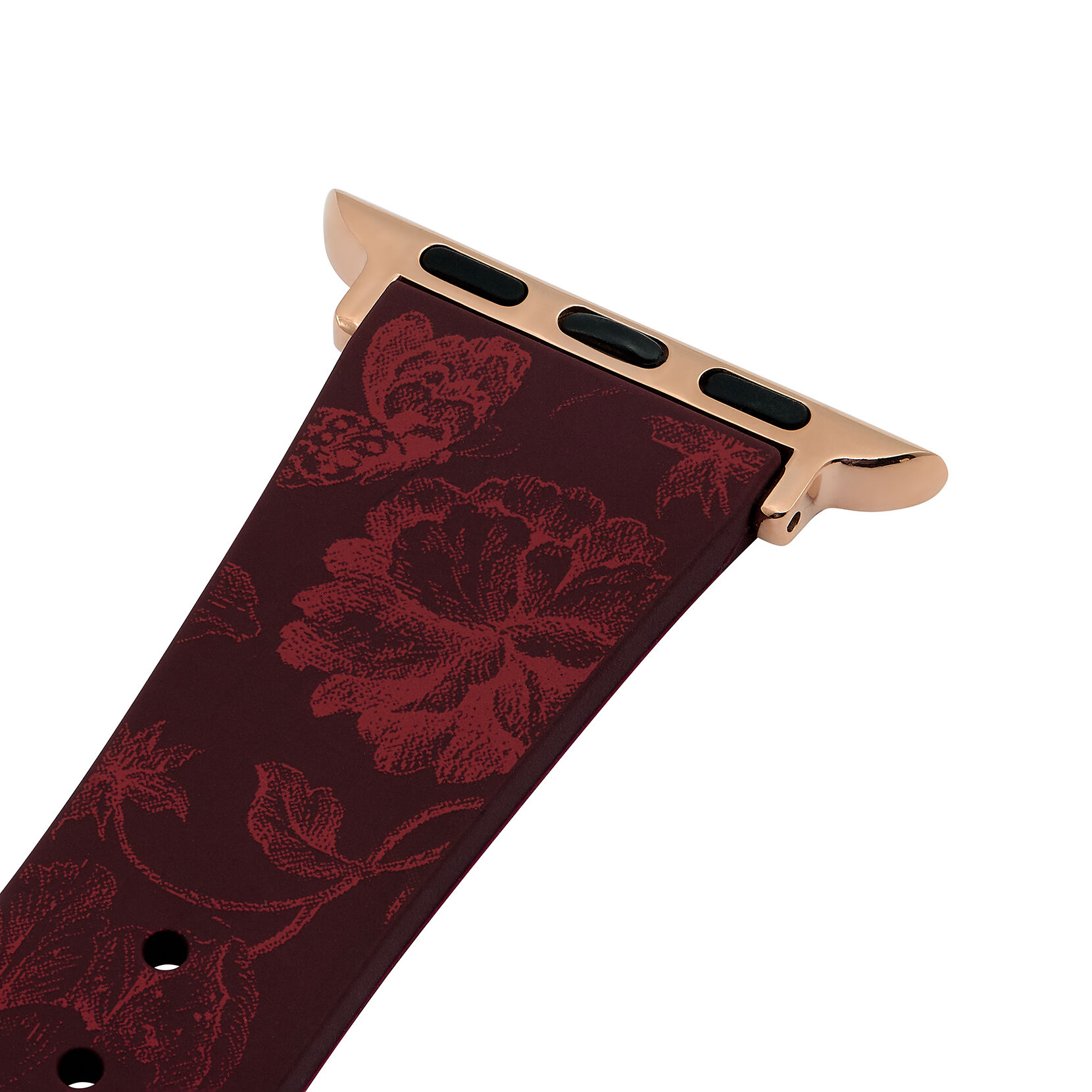 Ox Blood with Cranberry Floral Print Silicone Strap