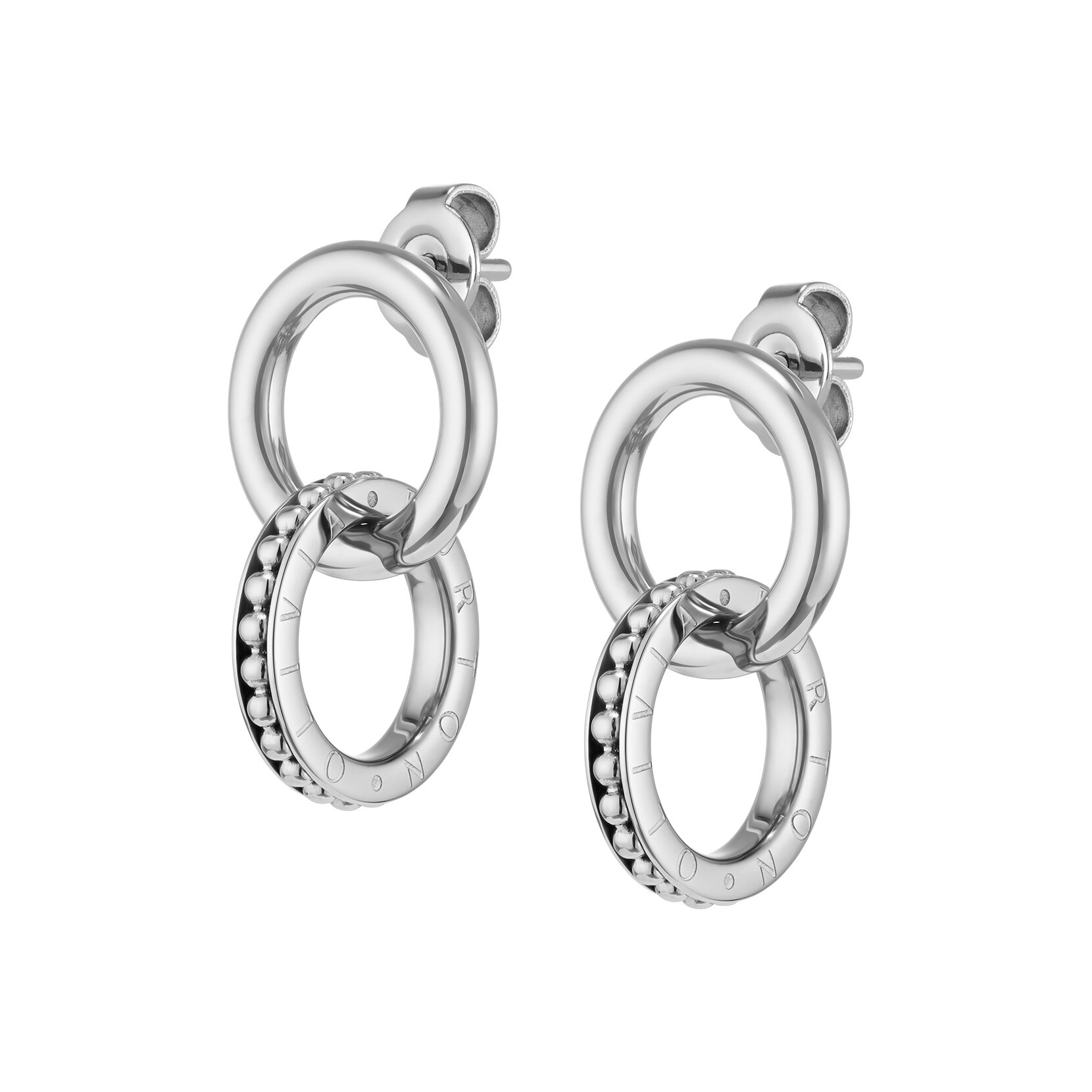 Amity Interlock Silver Tone Stud Earrings
