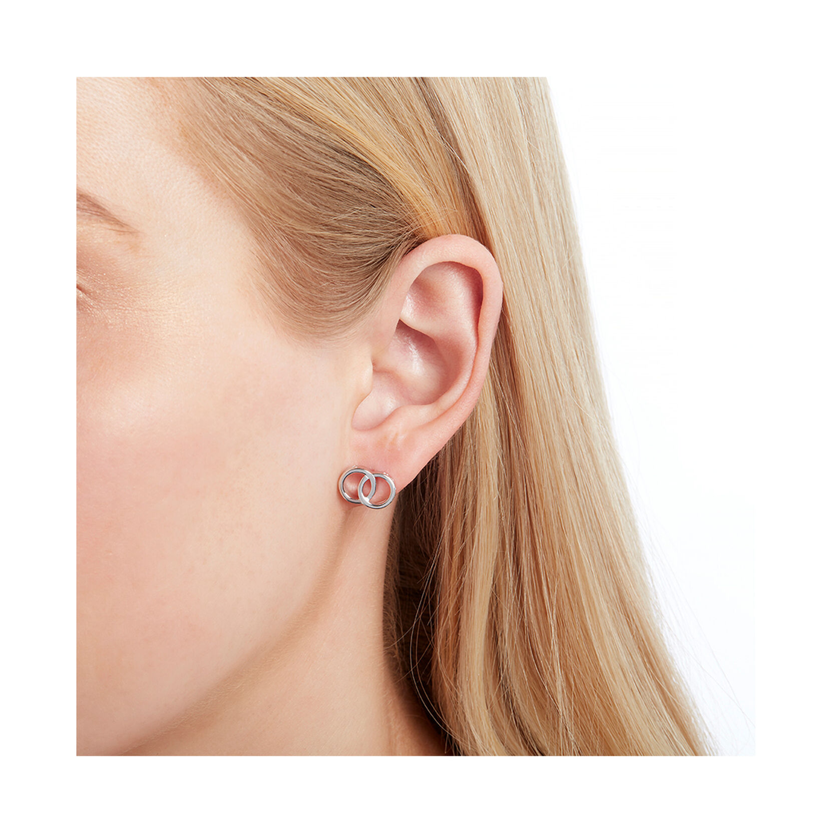 Silver Interlink Stud Earrings