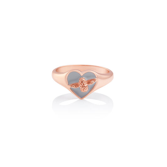 Love Bug Signet Ring Gray & Rose Gold L