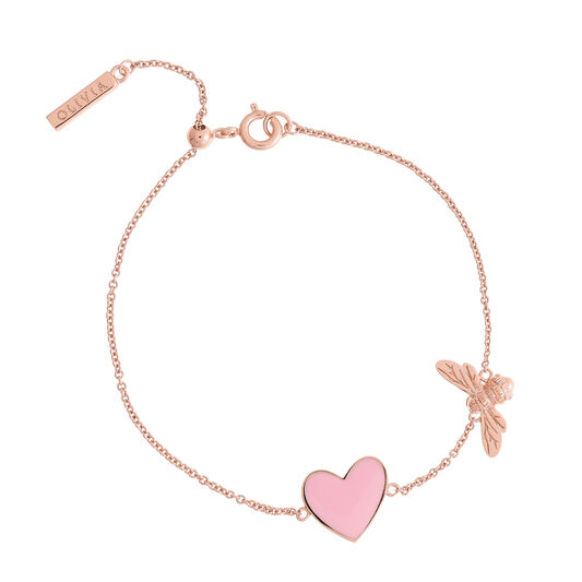 You Have My Heart Pink and Rose Gold Bee Chain Bracelet