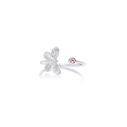 Bejewelled Butterfly Ring Silver & Pink Stone
