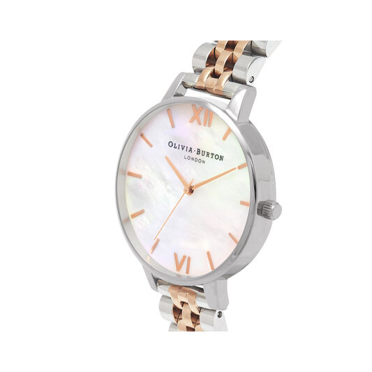 Mother of Pearl White Bracelet, Rose Gold & Silver