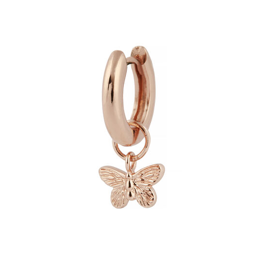 Butterfly Huggie Charm Rose Gold