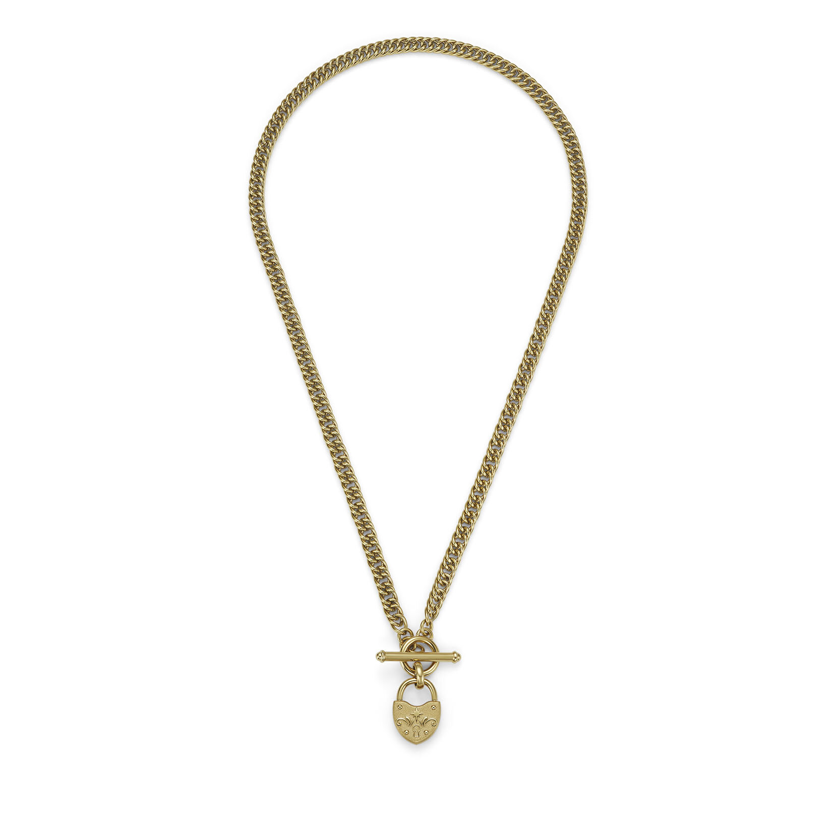 Lock Heart Gold Plated Toggle Necklace