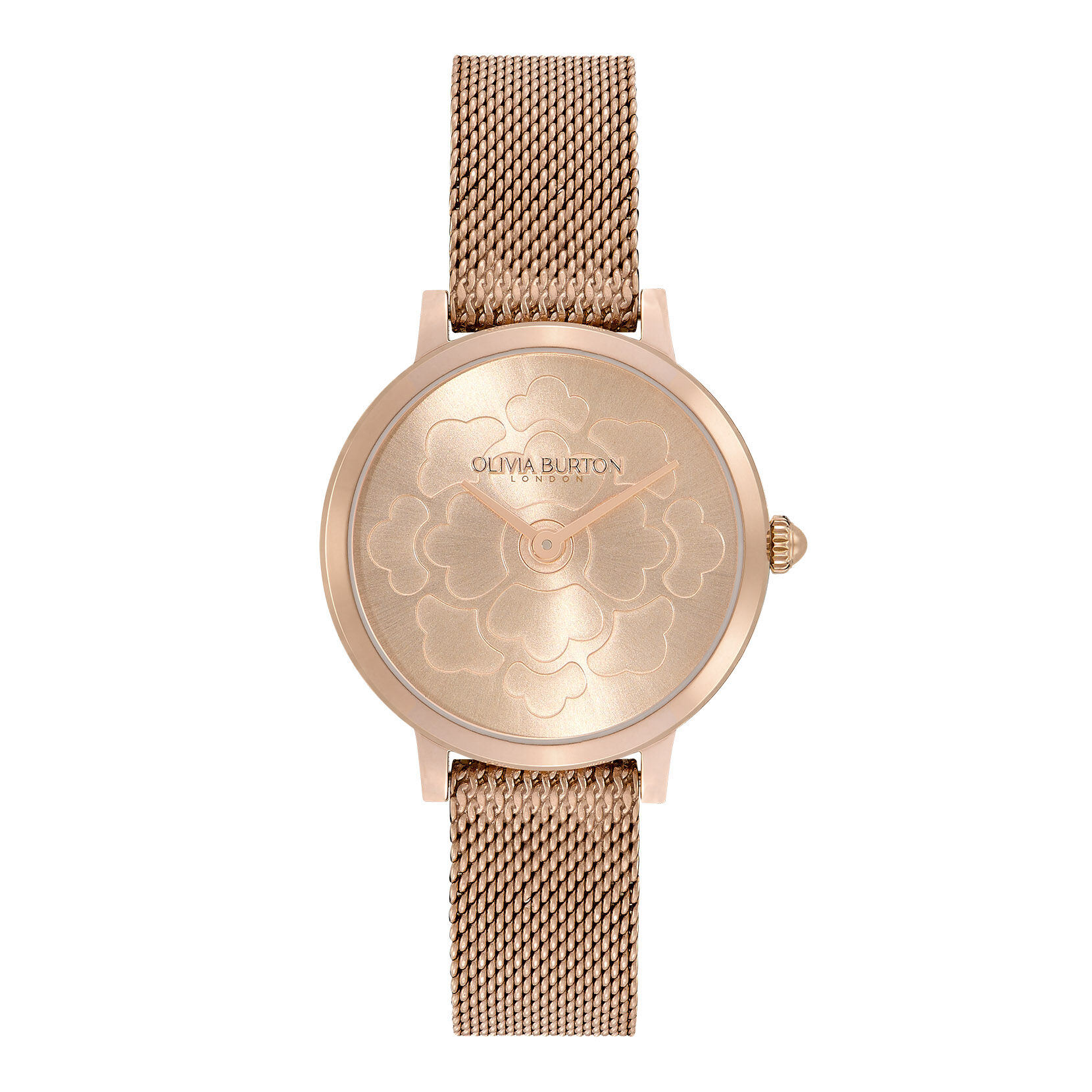 Signature 28mm Floral Ultra Slim Carnation Gold Mesh Watch