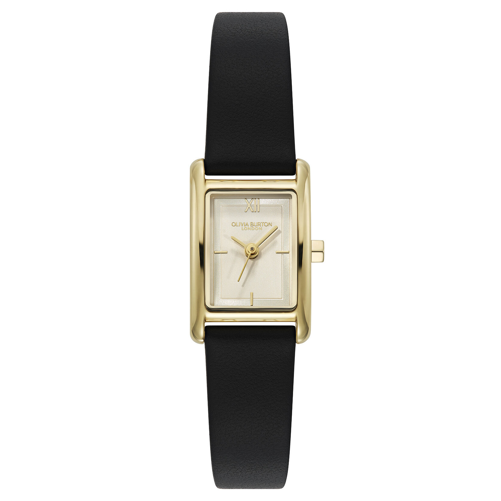 Classic 16mm Mini Grove Gold & Black Leather Strap Watch | Olivia