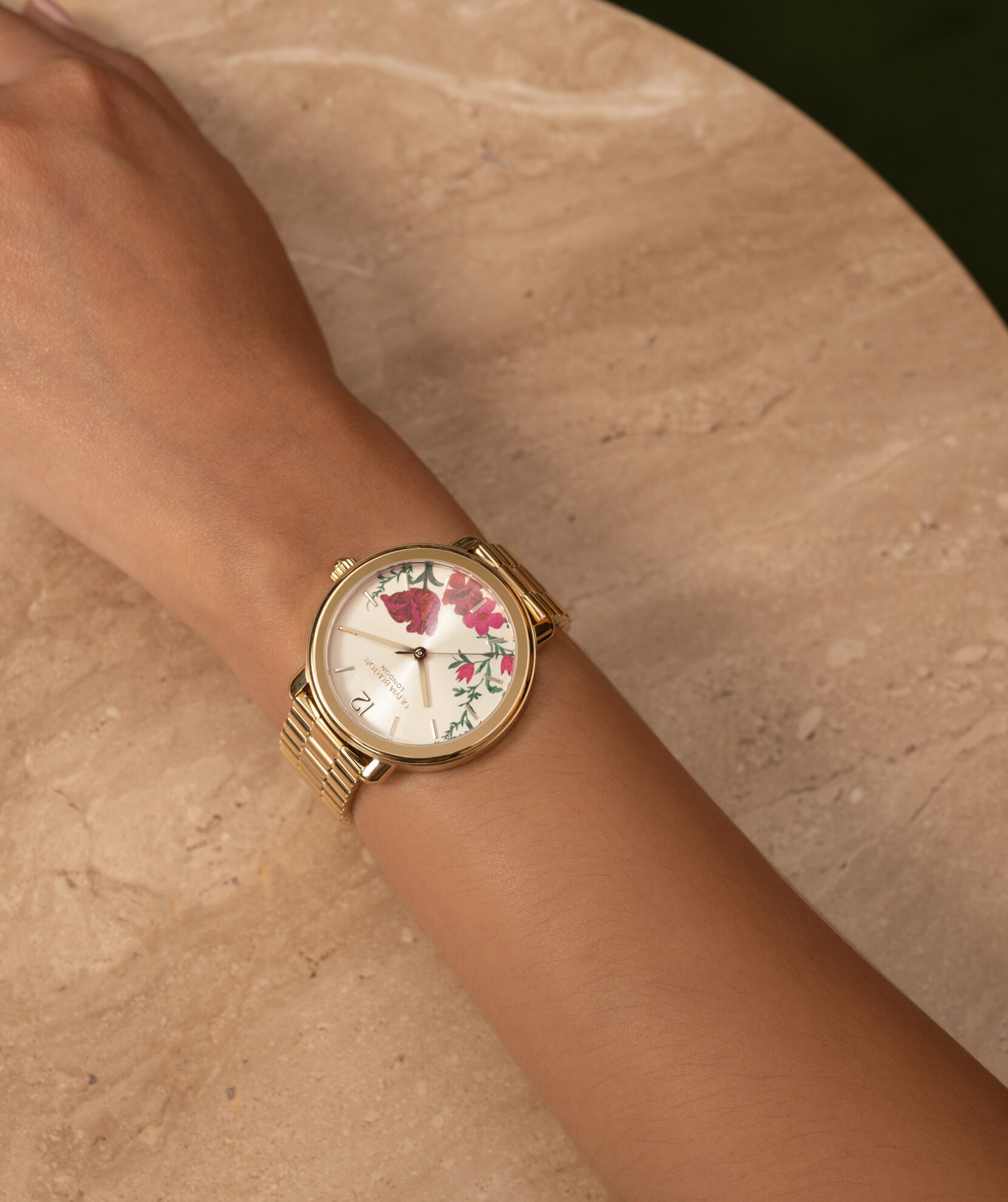 Signature 36mm Vintage Floral Gold Bracelet Watch | Olivia